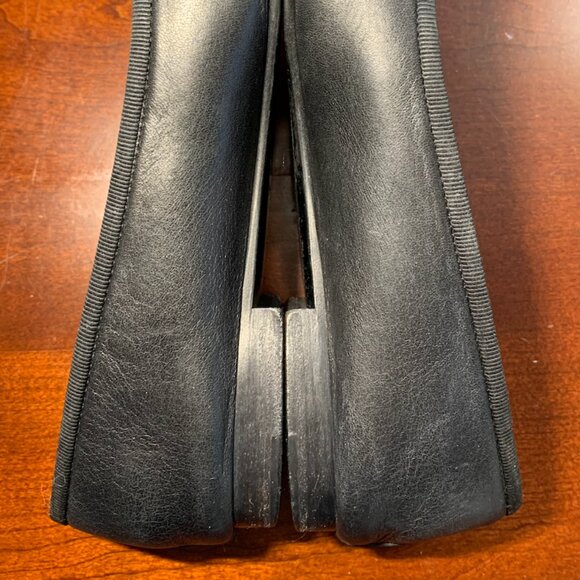 Authentic Chanel Lambskin Leather Ballet Flats 36.5 Black CC Bow Patent Cap Toe - Picture 8 of 16